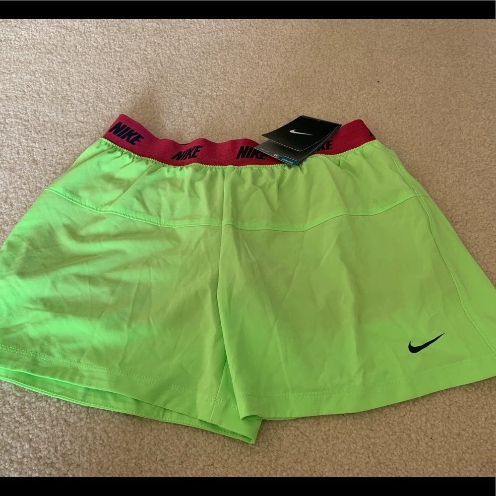 Nike Shorts Neon Green with Pink Waist Band